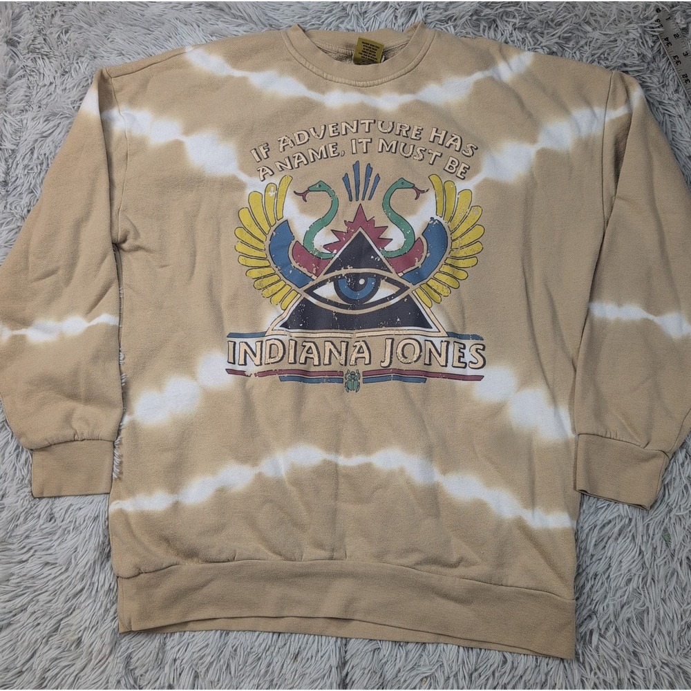 Indiana Jones Sweatshirt Mens M Biege  Comfort Movie Graphic Crew Neck